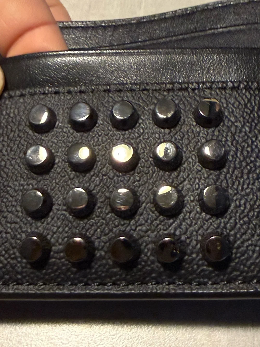Michael Kors Black Stud-Embellished Leather Card Case